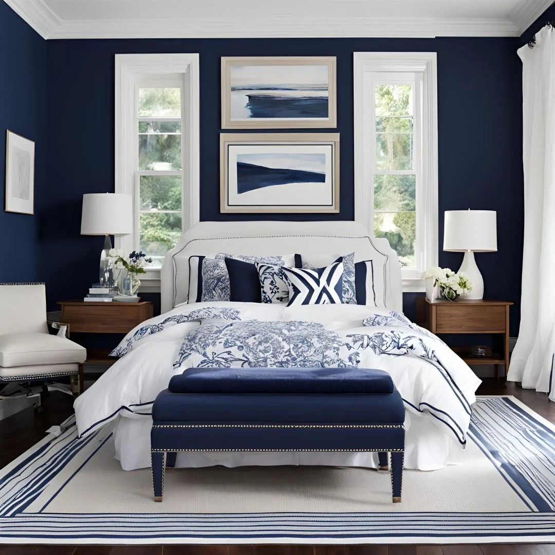 Navy and White Bedroom Ideas