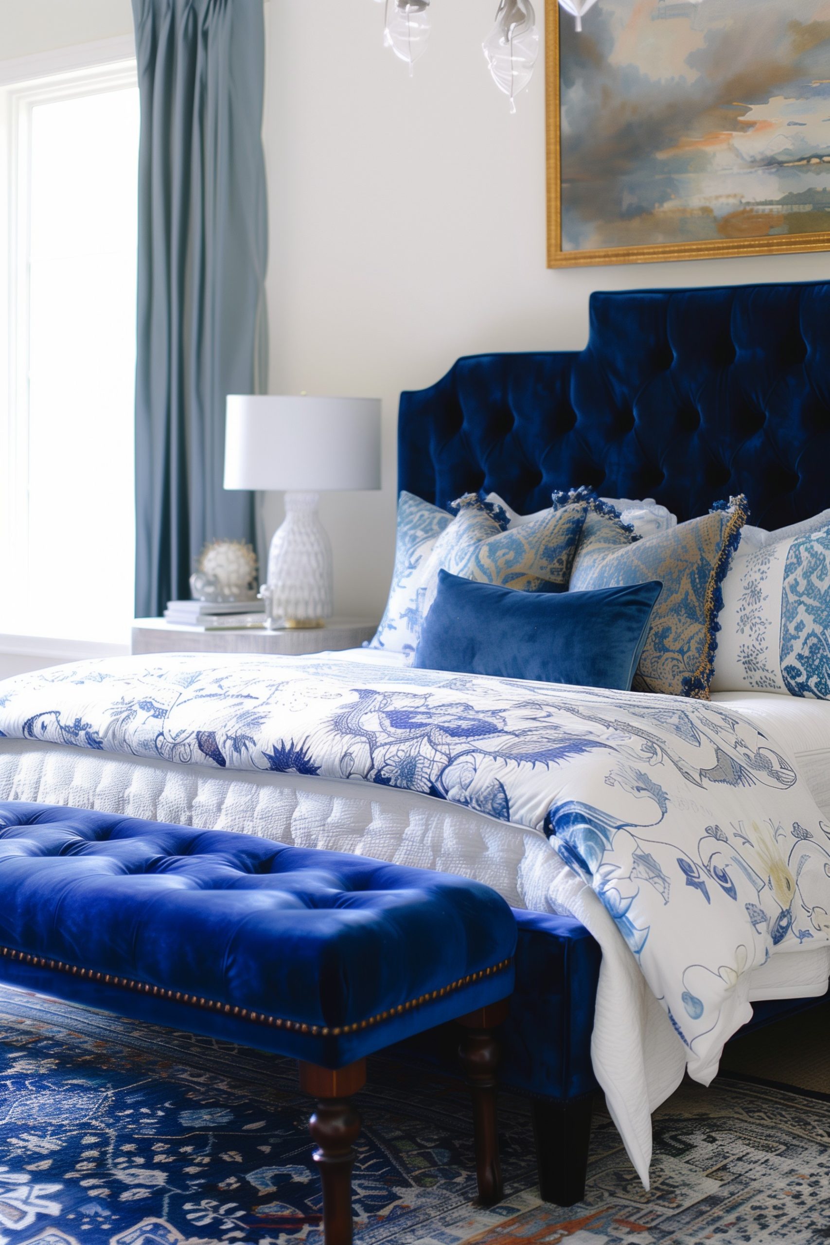 Add Drama with a Blue Velvet Bed