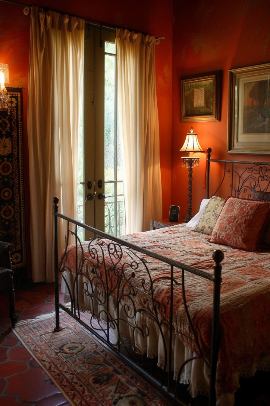 Mediterranean-Style Grown Woman Bedroom: Terra Cotta Warmth and Wrought Iron