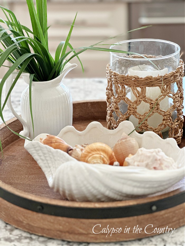 Blue and white coastal decor in the kitchen…