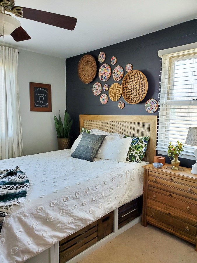 Black Shiplap Wall in Modern (and Vintage!) Master Bedroom