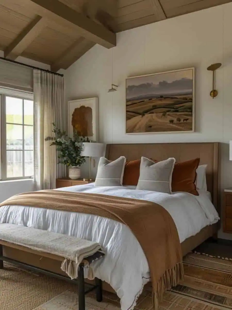 How to incorporate earthy elements into a modern bedroom?