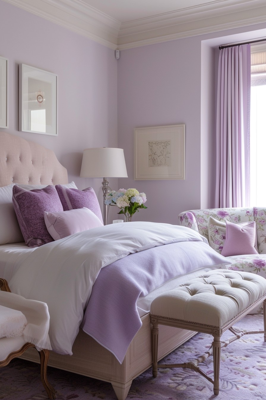 Light Pastel Lilac Grown Woman Bedroom: Soothing and Gentle