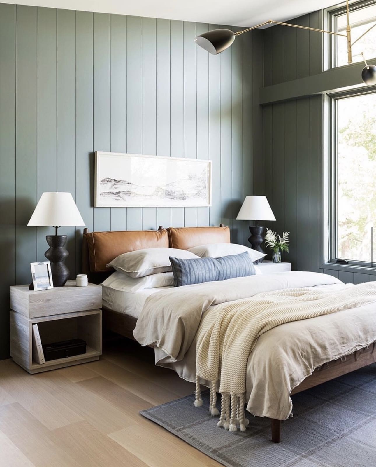 Sage green Studio McGee Bedroom