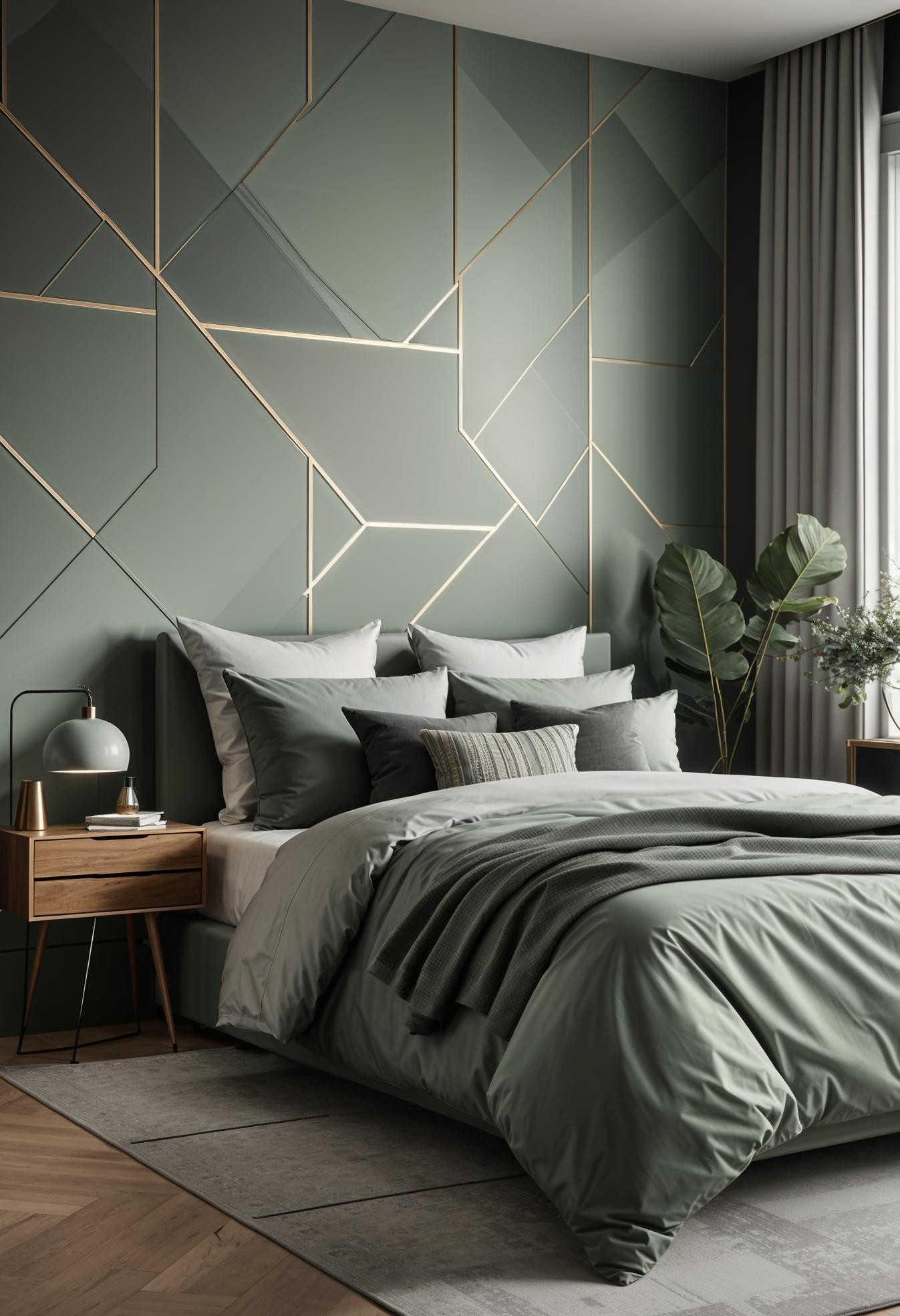 Geometric Sage & Grey Accent