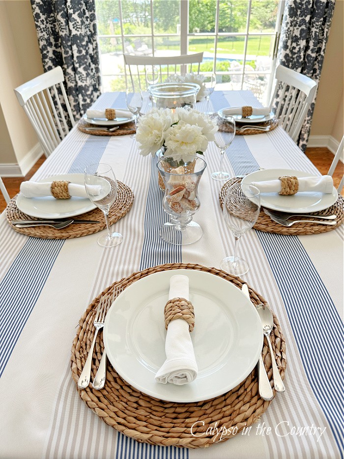 Blue and white coastal decor in the kitchen…