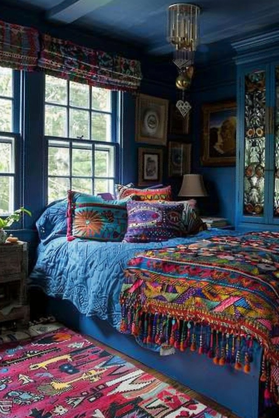 Boho-Style Blue Bedroom