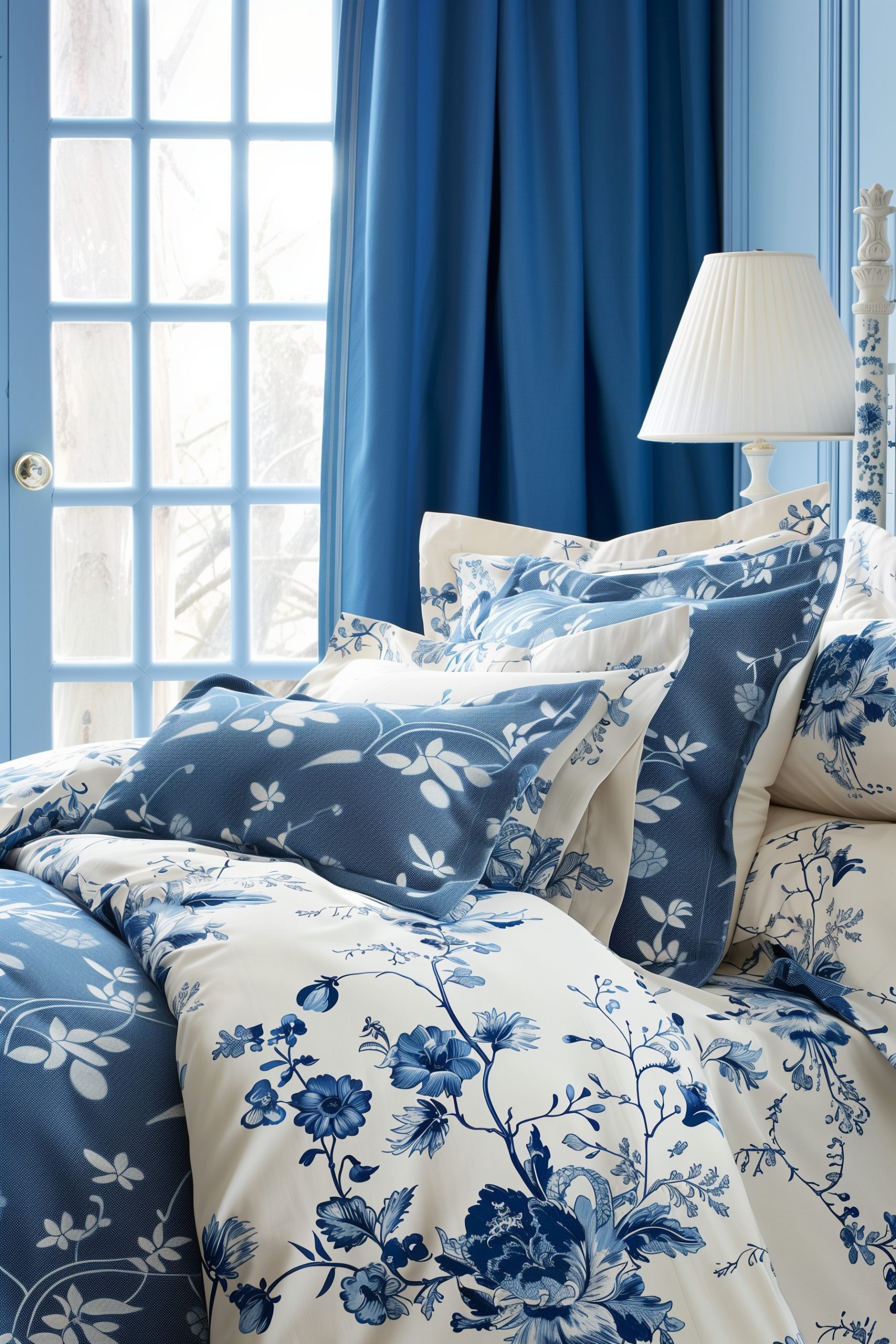 Play with Patterns in Blue Bedding and Decor