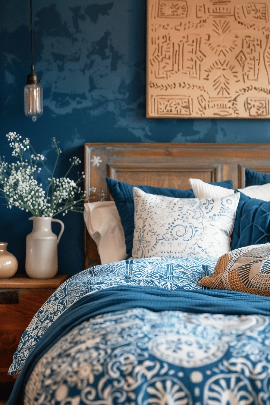 Boho-Style Blue Bedroom