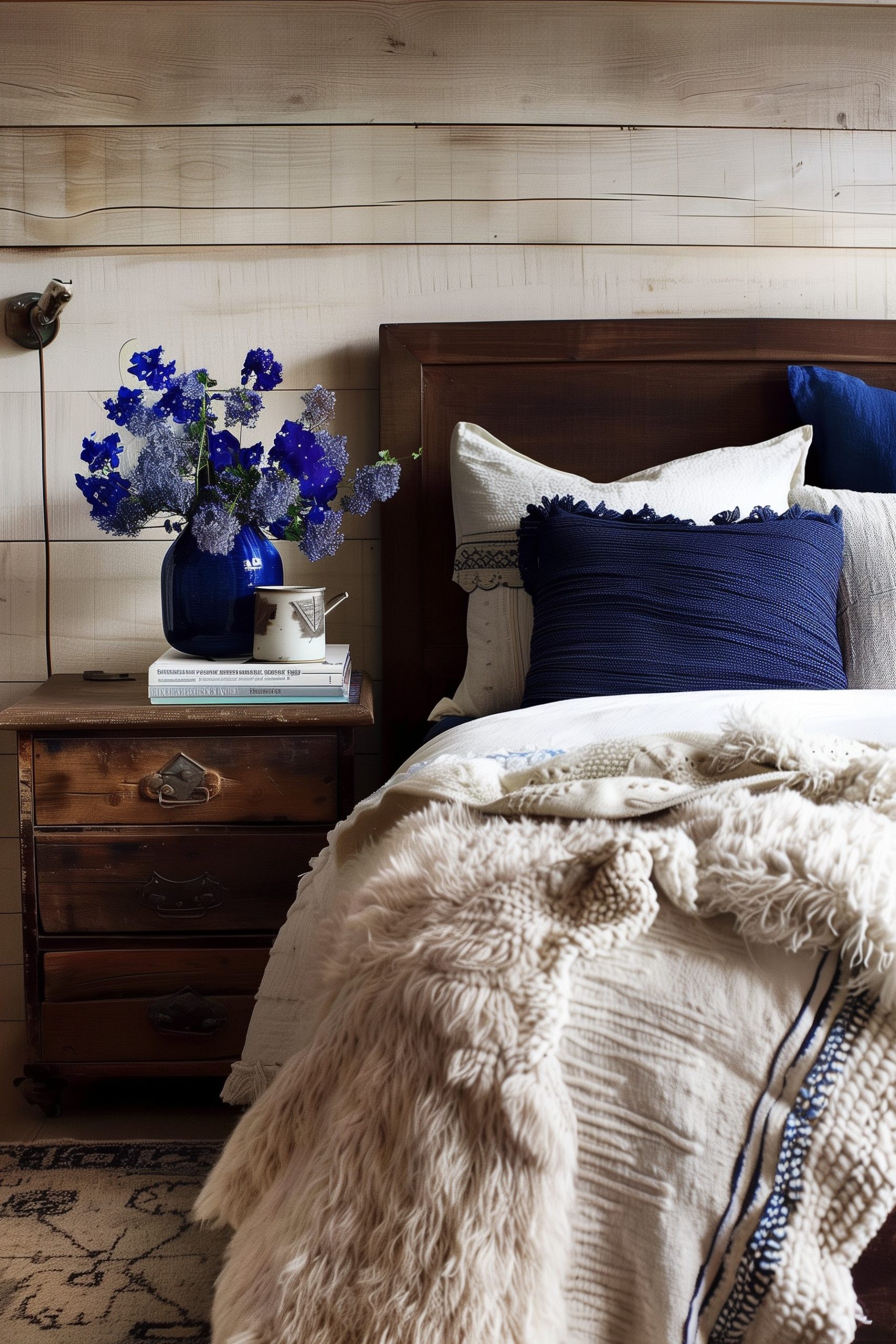 Utilize Blue Accents in a Neutral Bedroom