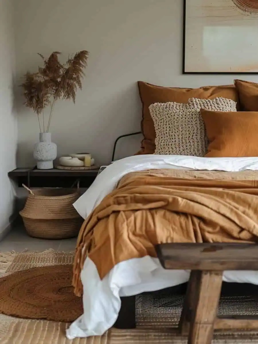 How to add a personal touch to an earthy modern bedroom?