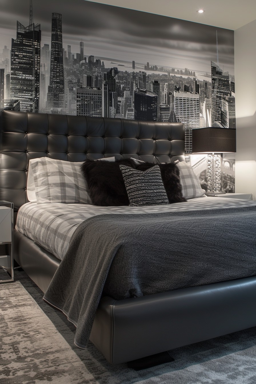 Sleek Urban Grown Woman Bedroom: Monochromatic Grey Scale Modernity