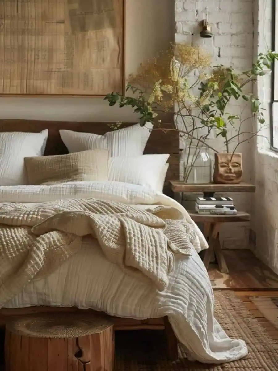 How to add a personal touch to an earthy modern bedroom?