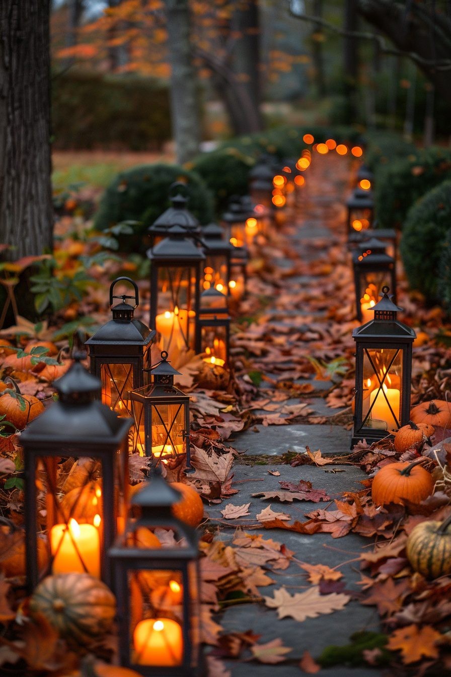 Outdoor Fall Lantern Displays