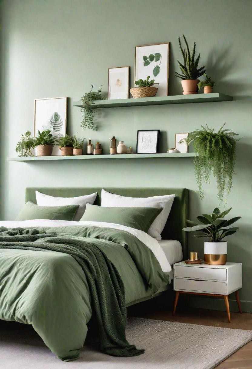 Floating Shelves in Sage Green