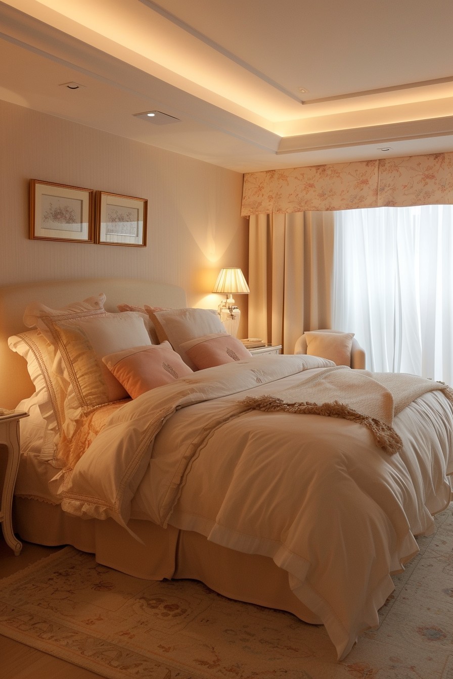 Light Pastel Peach Grown Woman Bedroom: Warm and Inviting