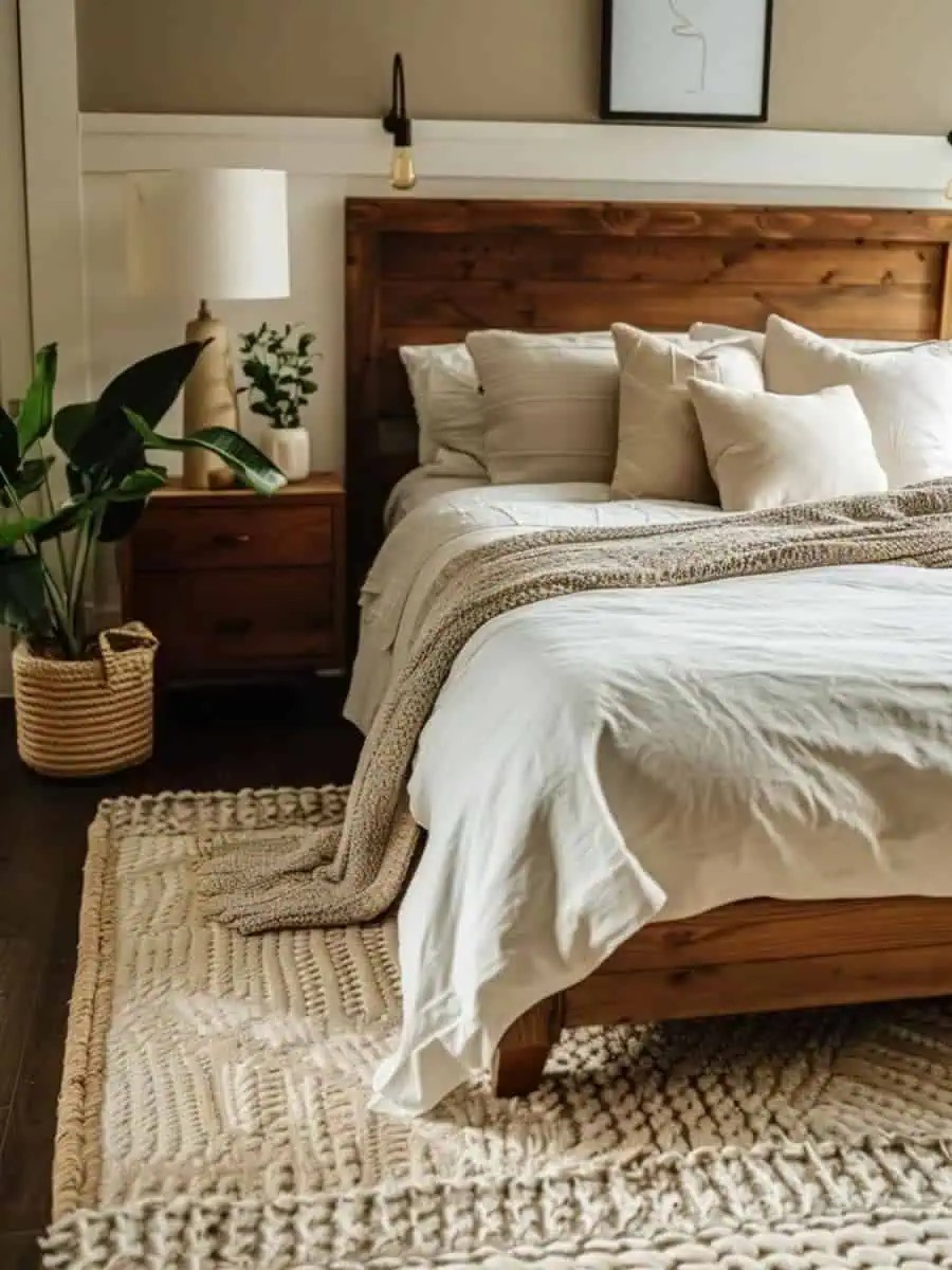 How to incorporate earthy elements into a modern bedroom?