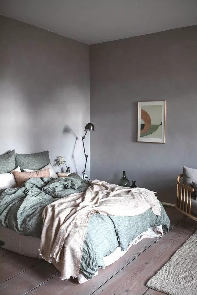 minimalist pastel bedroom