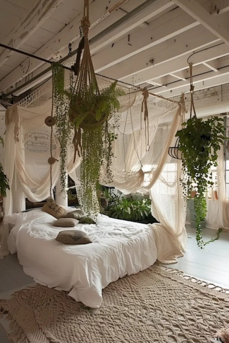 25 Boho Style Bedroom Ideas With Hanging Plants