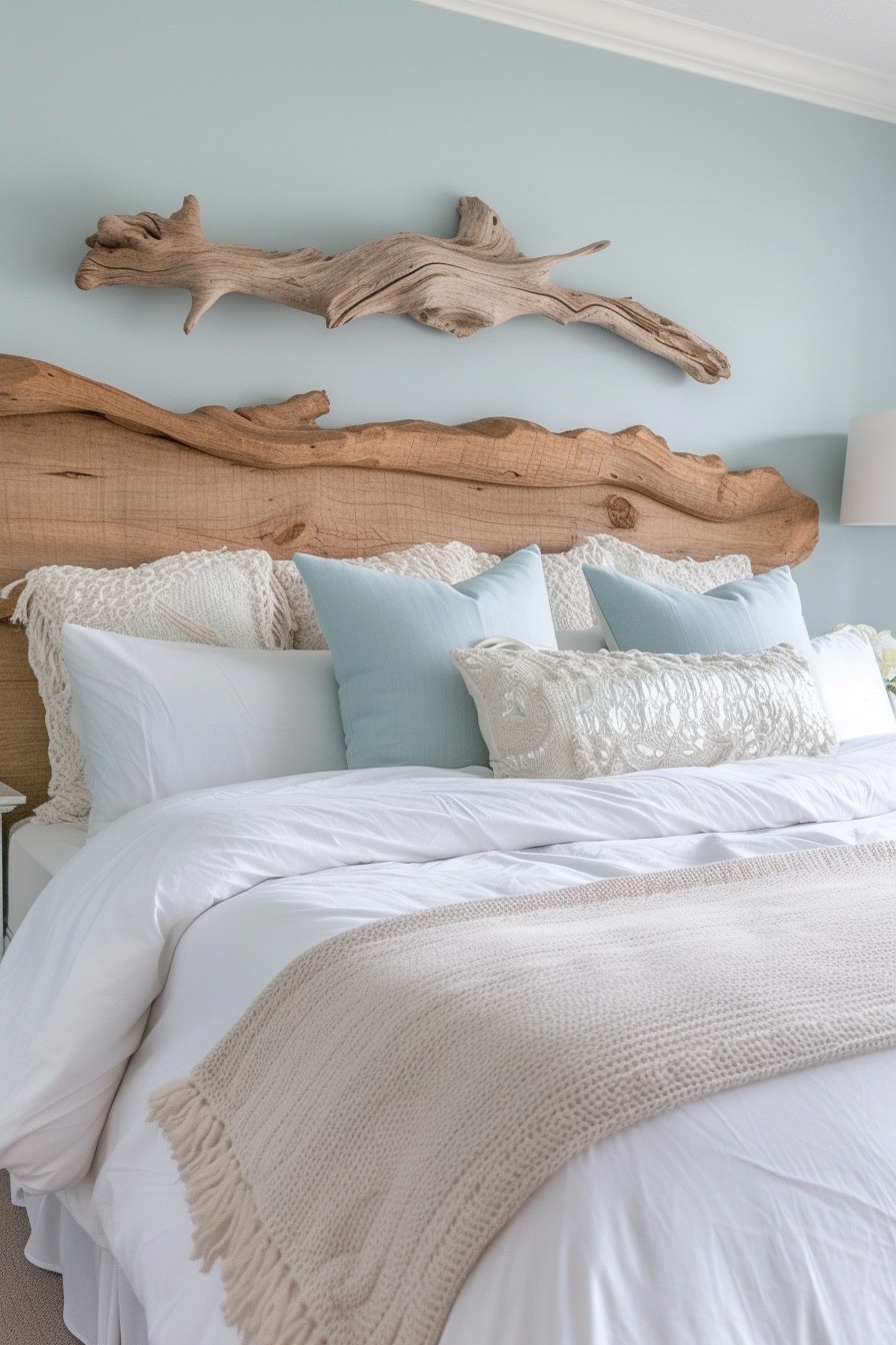 Coastal-Inspired Grown Woman Bedroom: Light Blue and Sandy Beach Tranquility