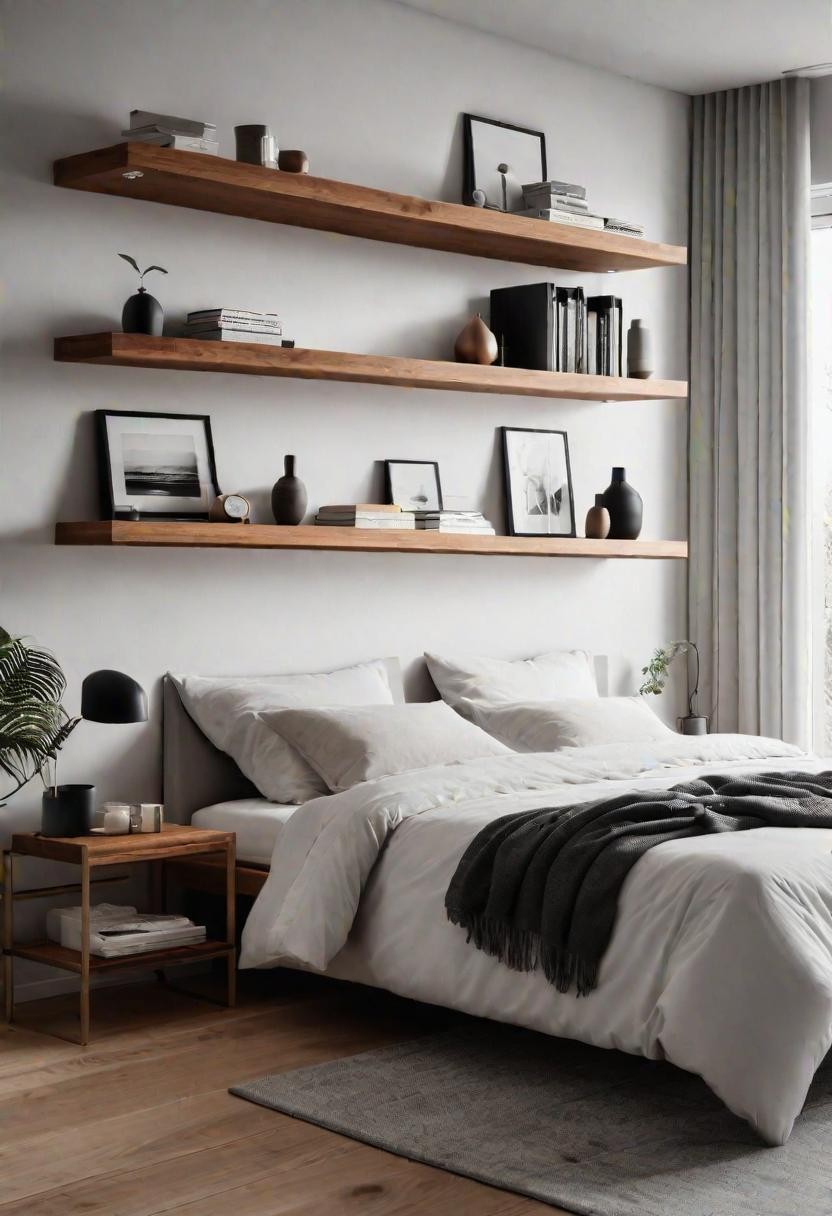 Floating shelves for minimalist bedrooms