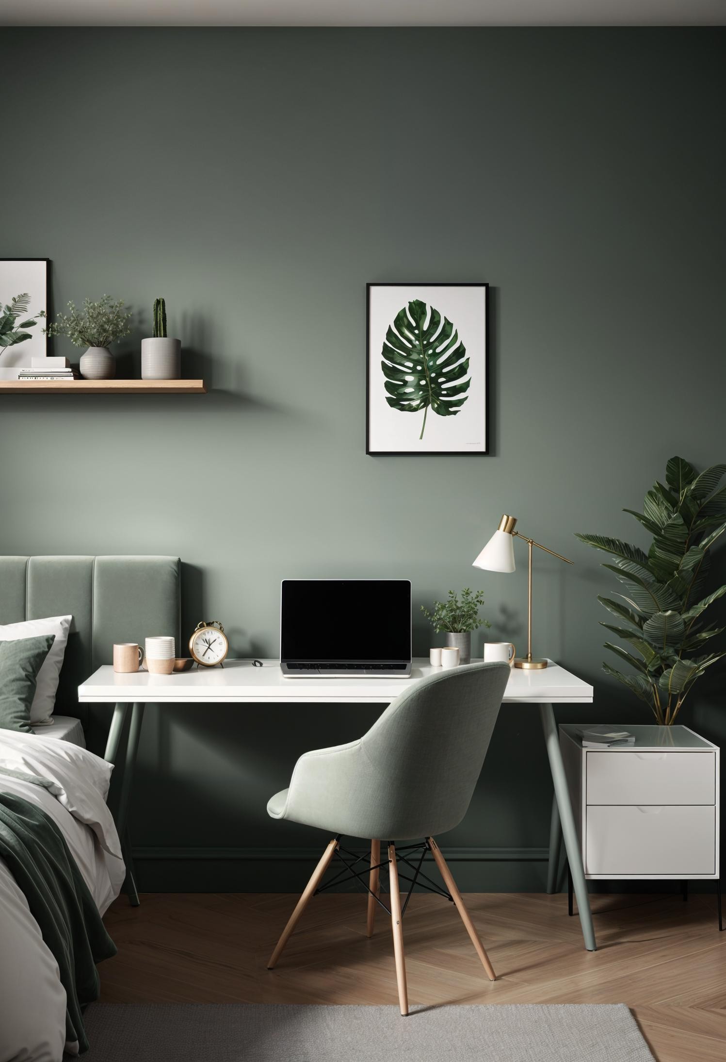 Chic Sage Workspace with Grey