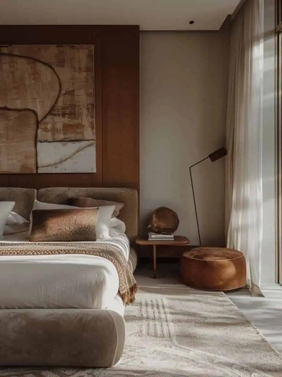 How to add a personal touch to an earthy modern bedroom?