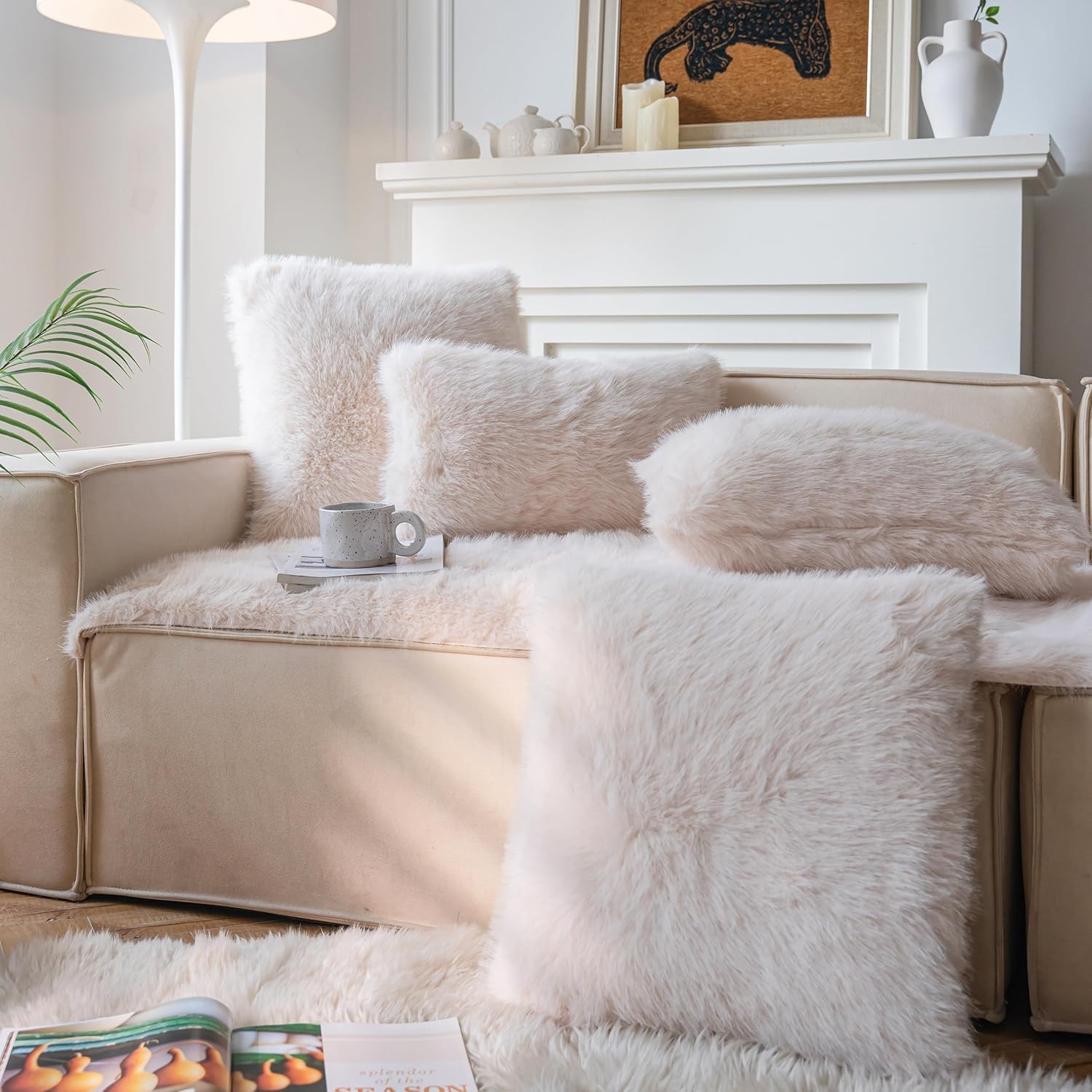 Layer Up with Textures: Explore Faux Fur Throw Pillows