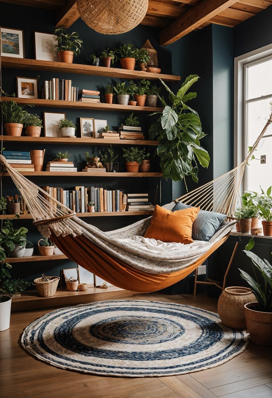 Boho Hammock Reading Nook