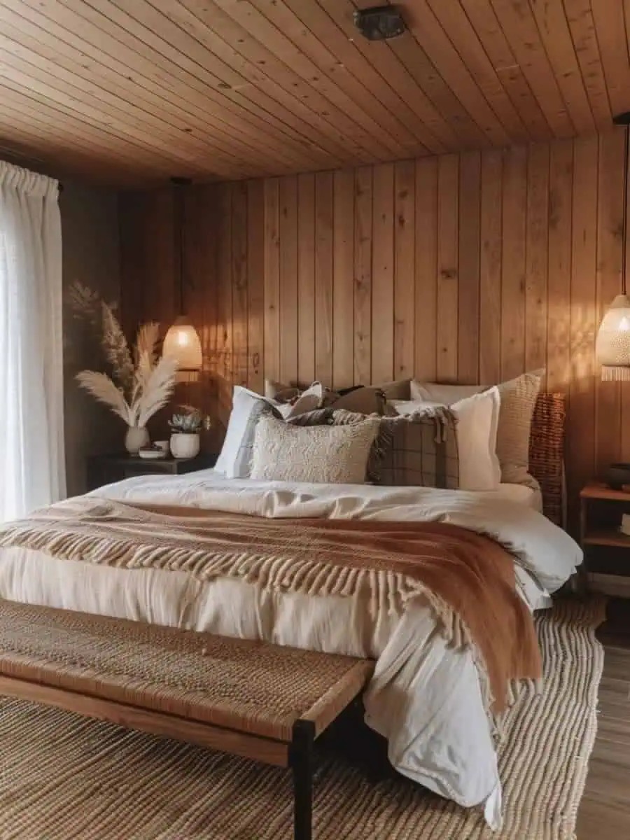 How to incorporate earthy elements into a modern bedroom?