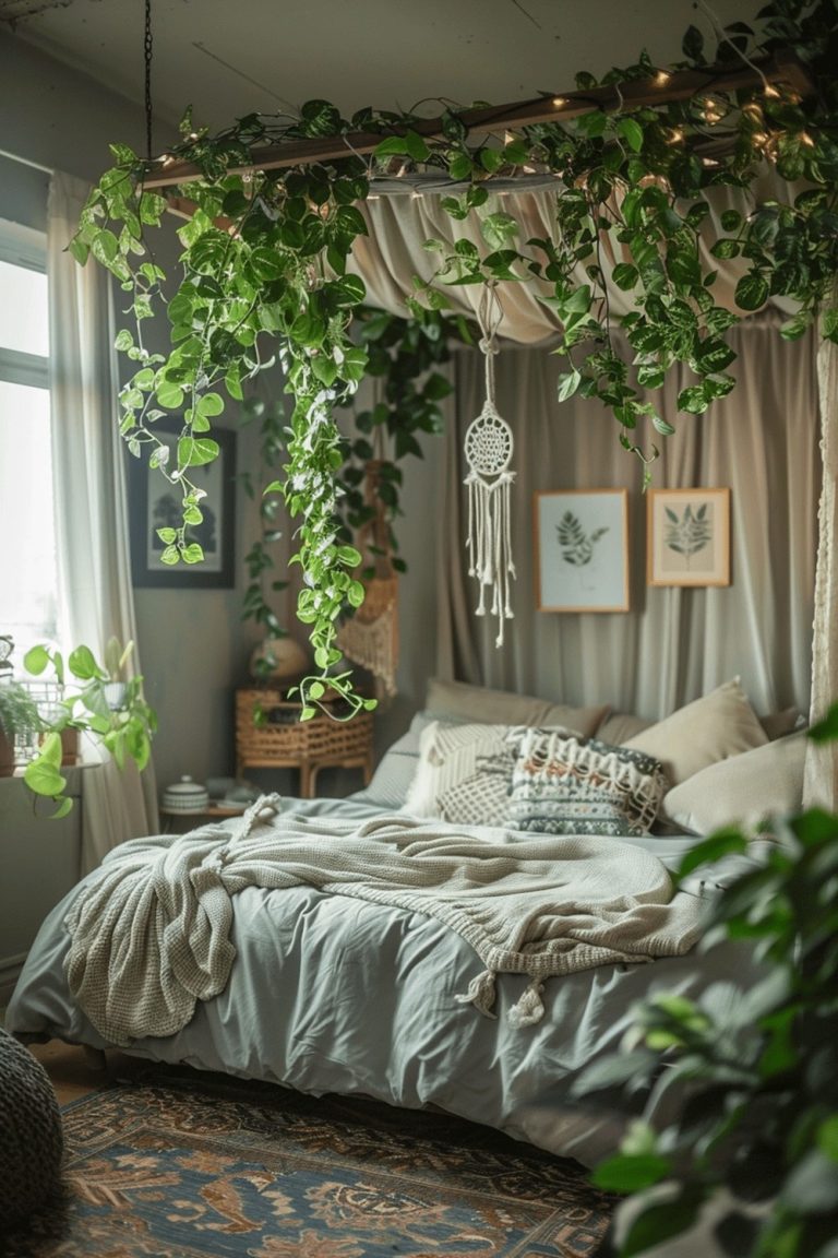 29 Boho Bedroom With Hanging Plant Ideas