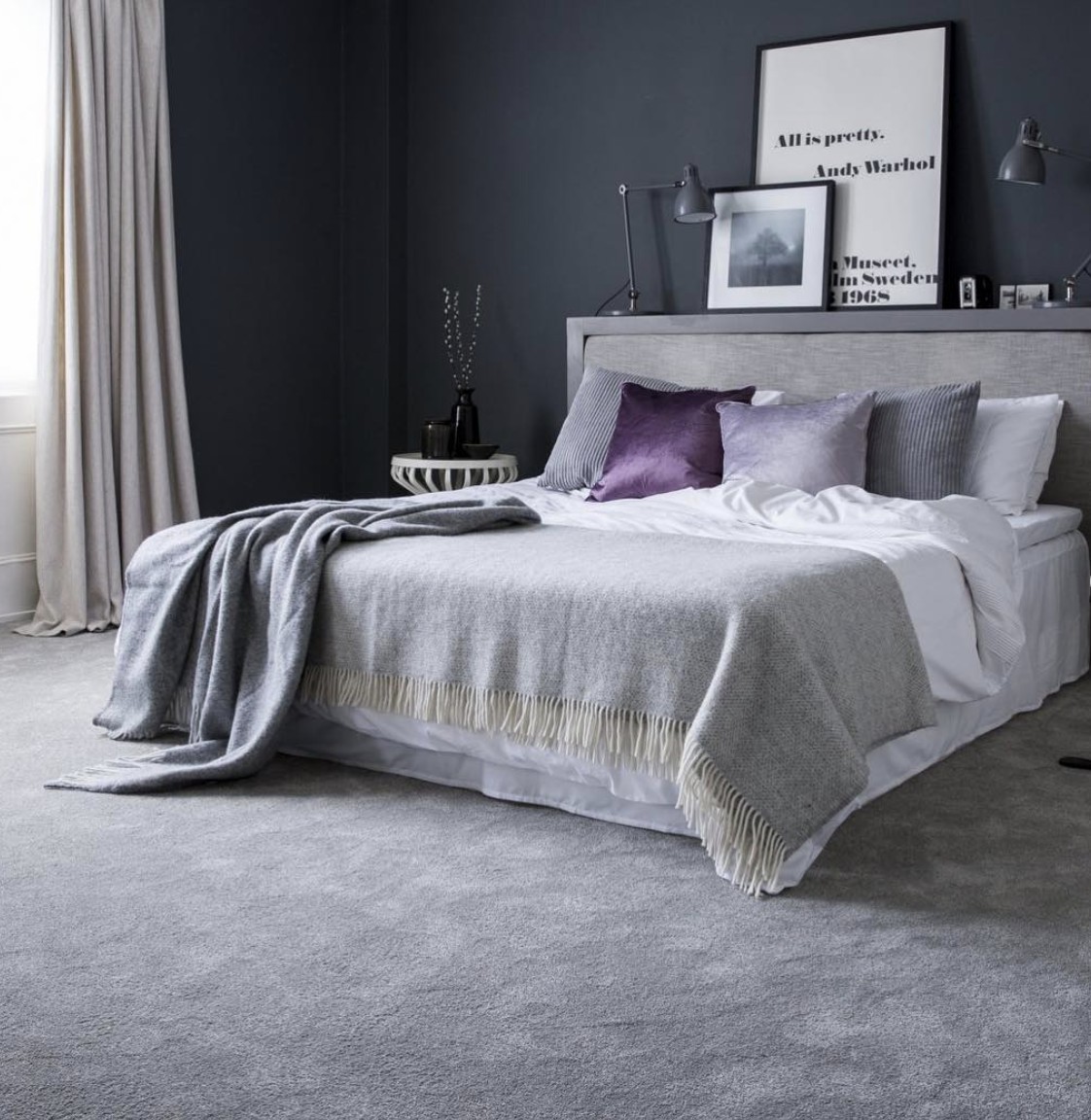 Dark Grey Walls And Light Grey Carpet