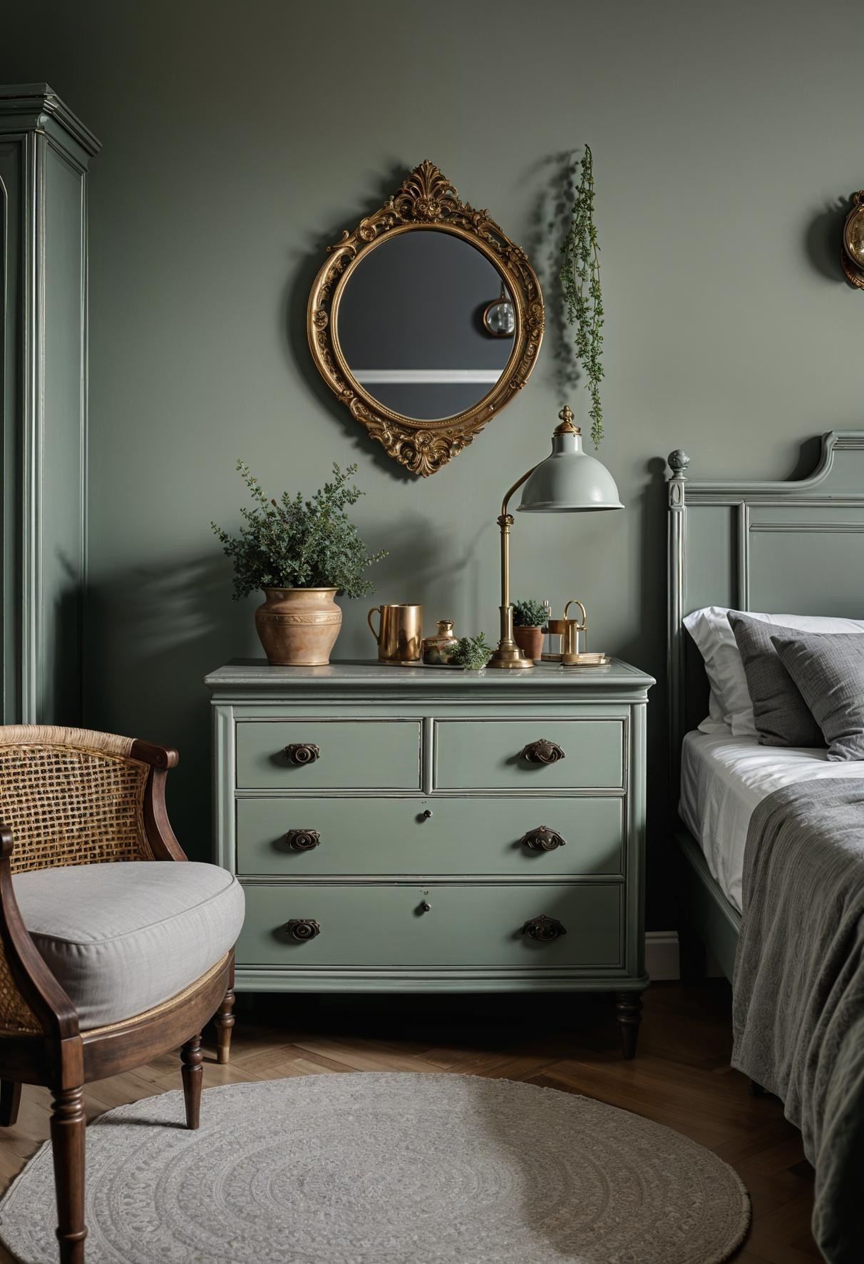 Retro Elegance: Sage Green Dresser