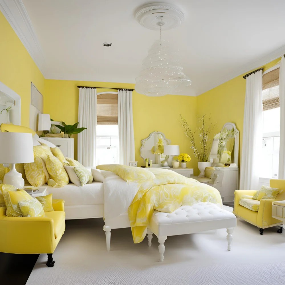 Lemon and White Bedroom Ideas