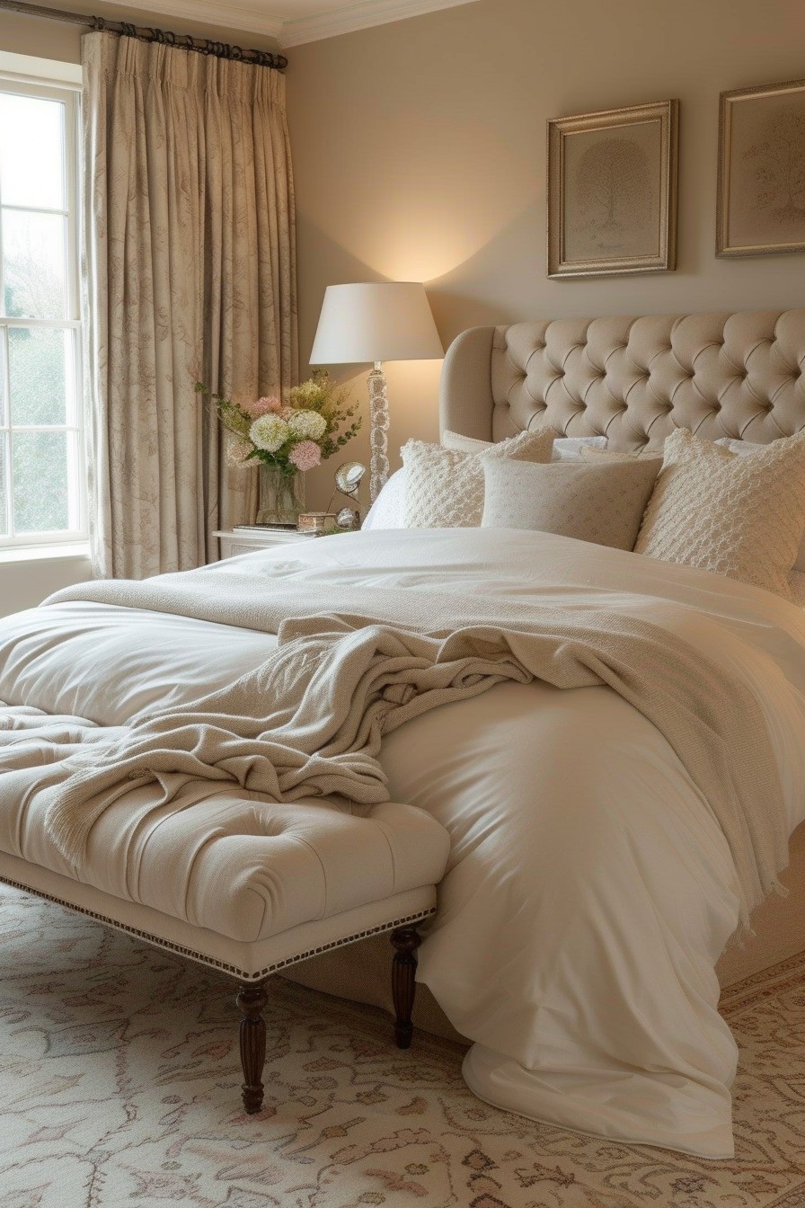 Pale Pastel Cream Grown Woman Bedroom: Understated Elegance