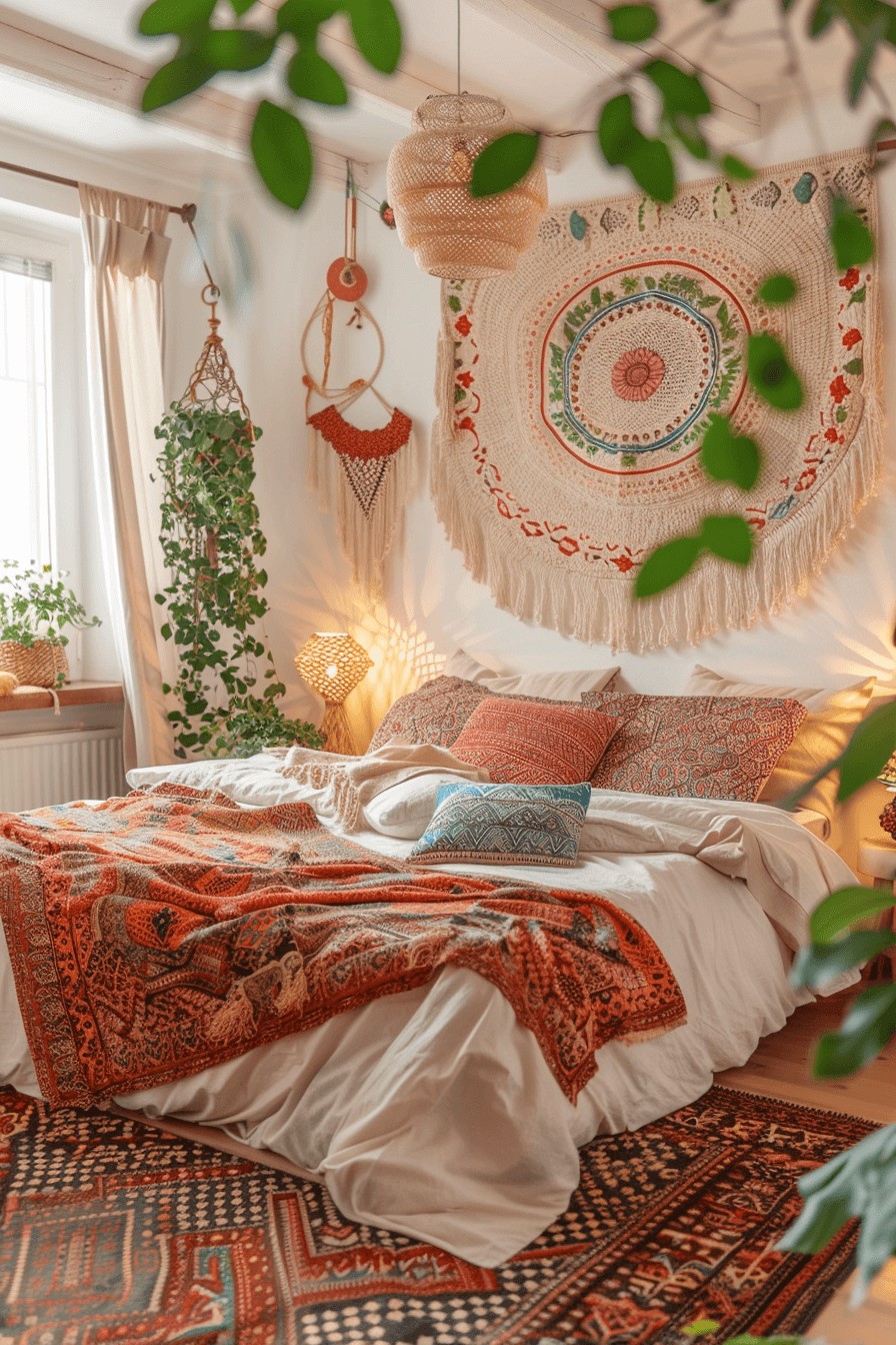 Layered Bohemian Bedroom Ideas with Decor