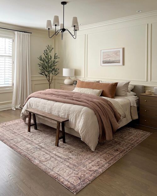 Warm Bedroom With A Rug