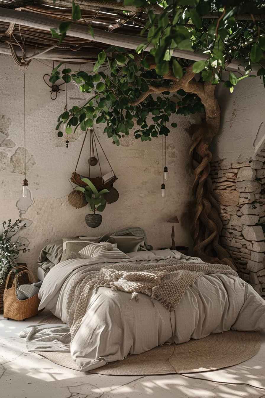 Biophilic Boho Bedroom Design