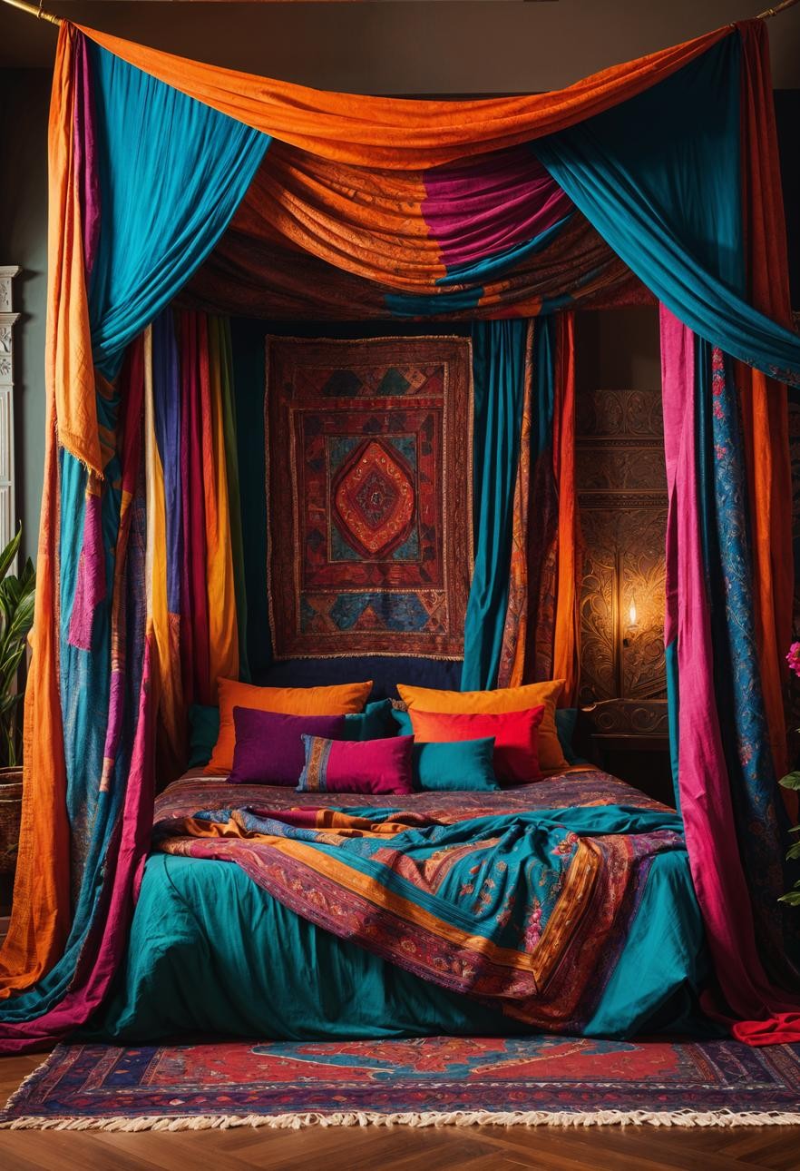 Sari Fabric Bed Canopy Ideas