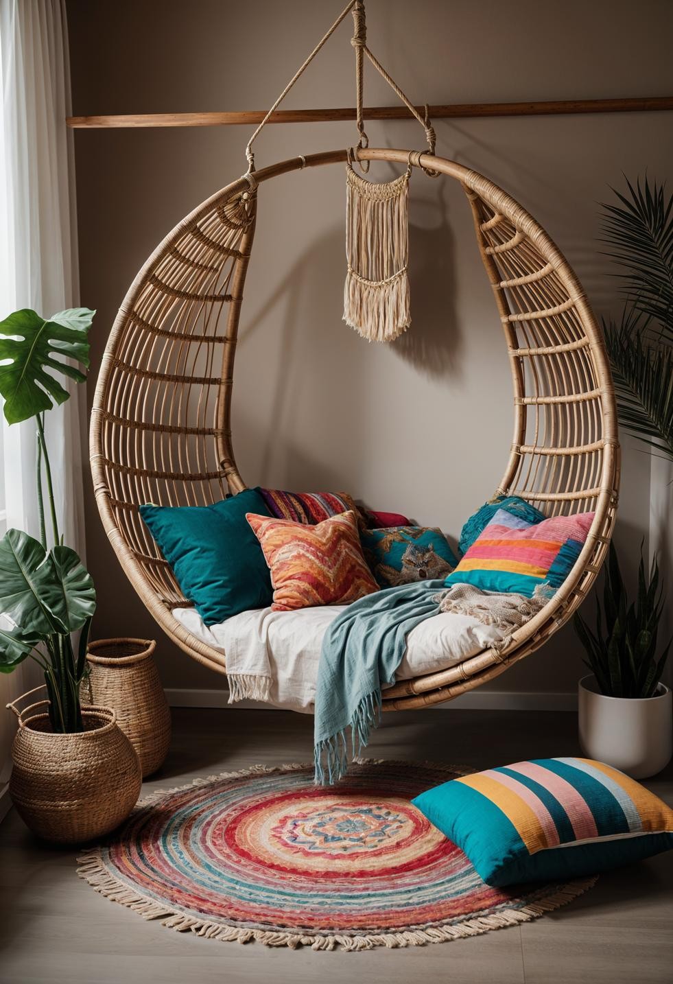 Cozy Boho Rattan Chair Oasis