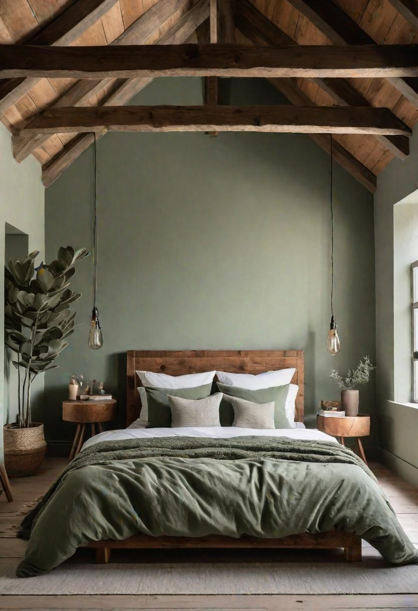 Sage Green Wooden Beams