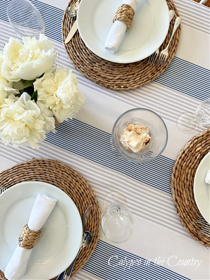 Blue and white coastal decor in the kitchen…