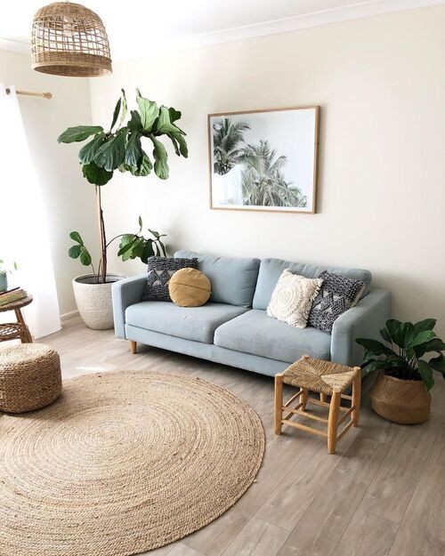 Decorate with a round rattan rug