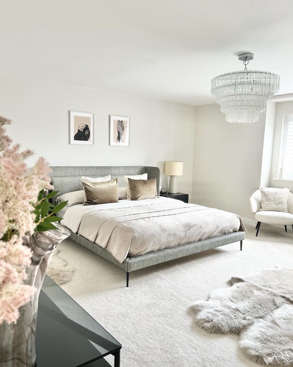 Plush White All-Over Carpet In Bedroom