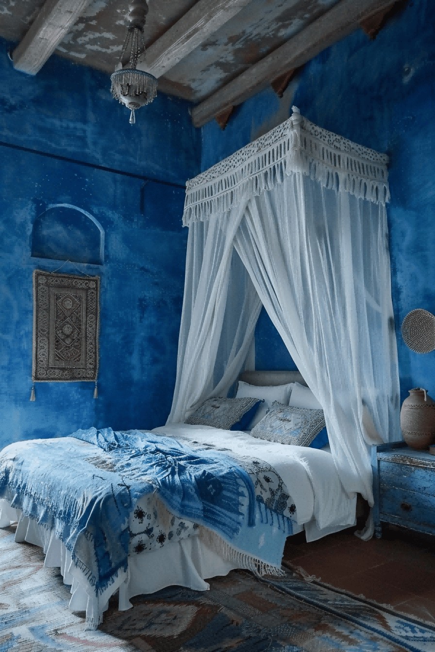 Boho-Style Blue Bedroom