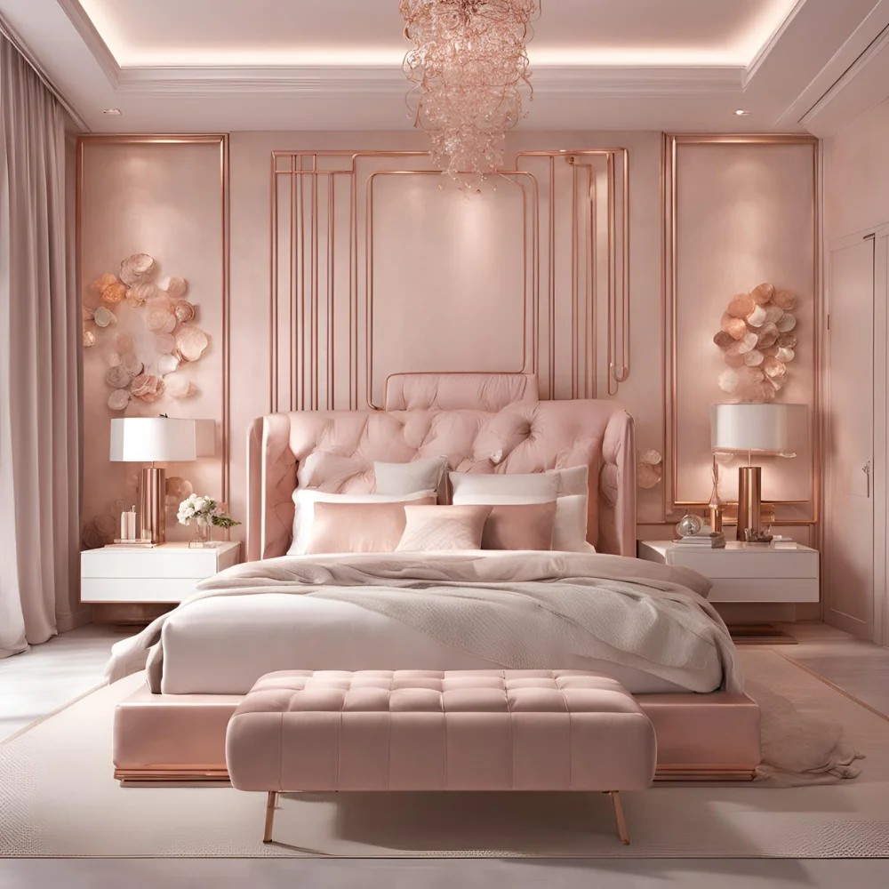 Rose Gold and White Bedroom Ideas