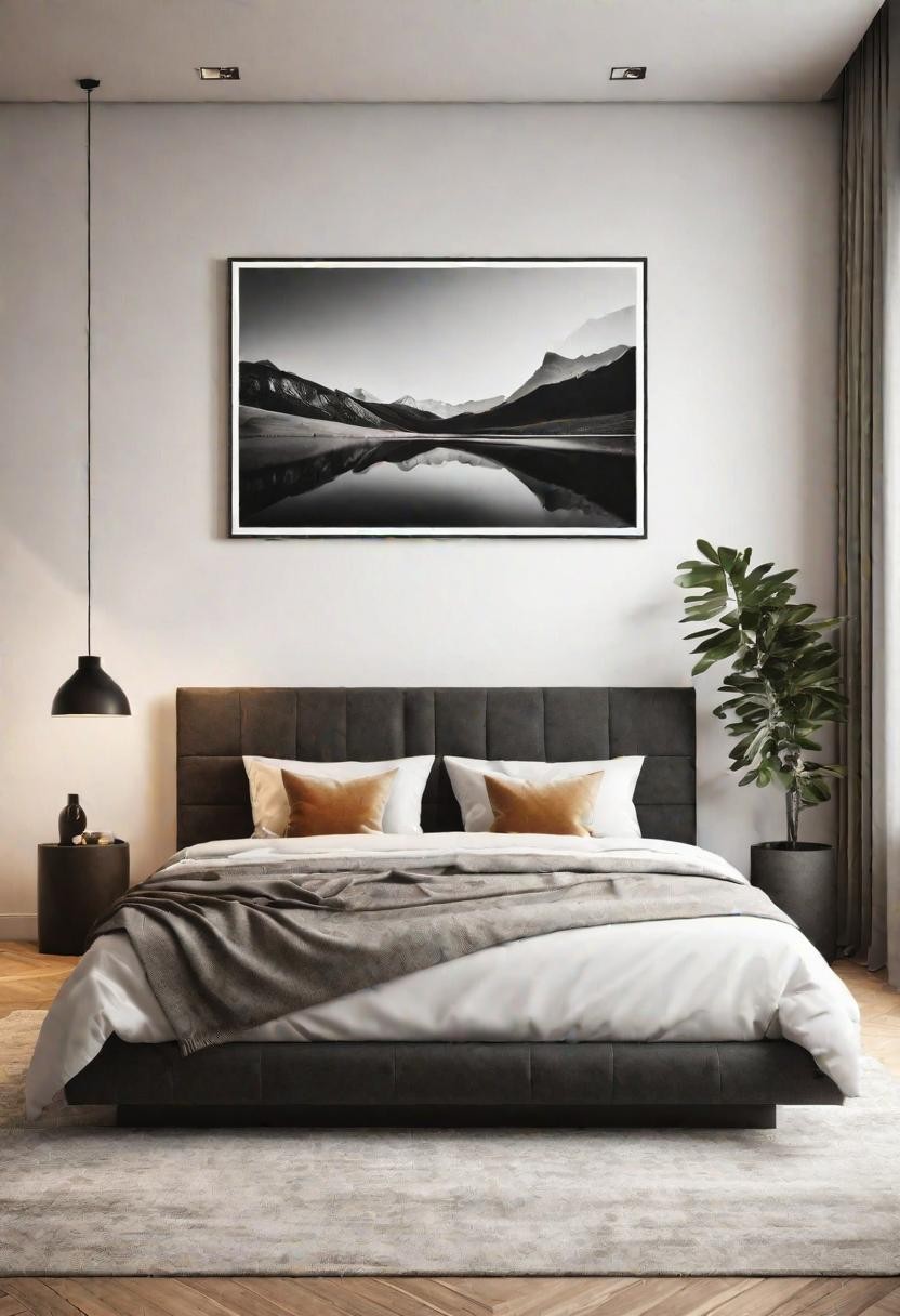 Statement Art in Minimal Bedroom