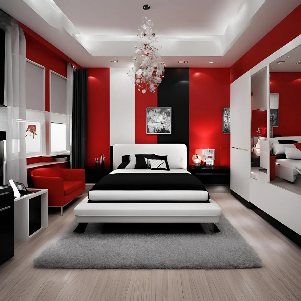 Red Black and White Bedroom Ideas