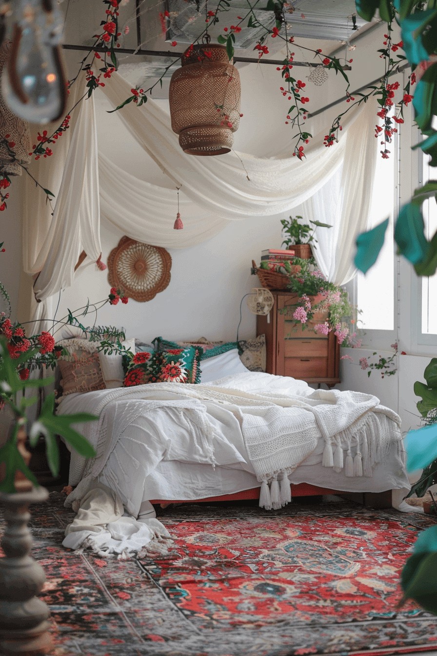 Layered Bohemian Bedroom Ideas with Decor